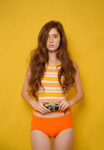Iconic Orange 70s Vintage Bikini 36-38
