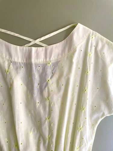 Light Green Embroidered Cotton Dress M