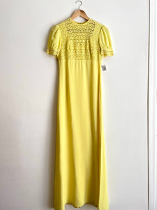 Yellow 60s Lace Maxi Dress S