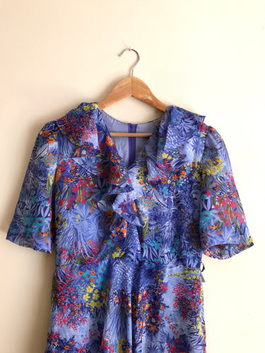 Blue Garden 70s Dress M