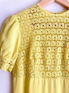 Yellow 60s Lace Maxi Dress S