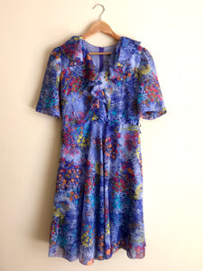Blue Garden 70s Dress M