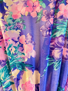 Transparent Blue Floral Midi Dress S-M
