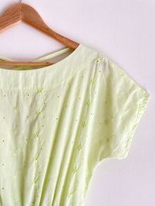 Light Green Embroidered Cotton Dress M