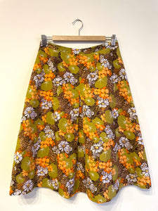 Floral 70s A-Line Skirt M