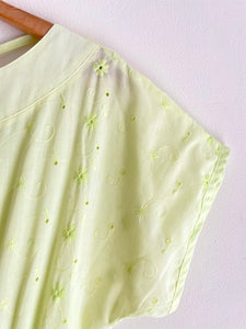 Light Green Embroidered Cotton Dress M